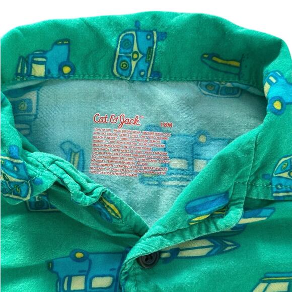 CAT AND JACK Boys Surfer Button Down Short Sleeve 18m - Picture 2 of 3